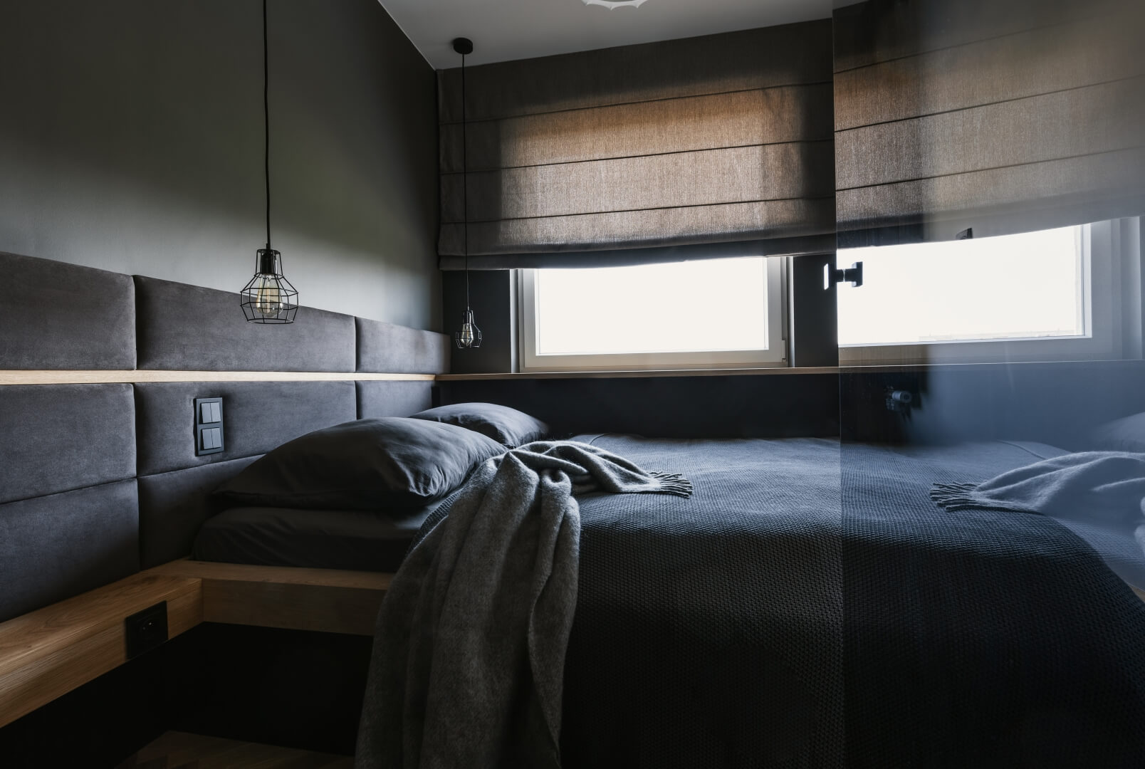 cozy dark bedroom with shades