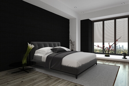 modern bedroom with blinds