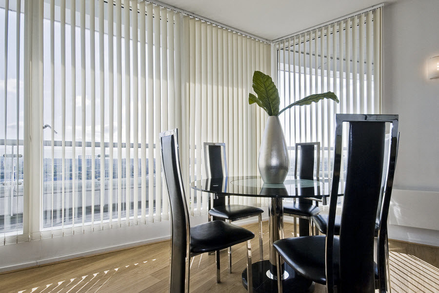 vertical blinds in dining room